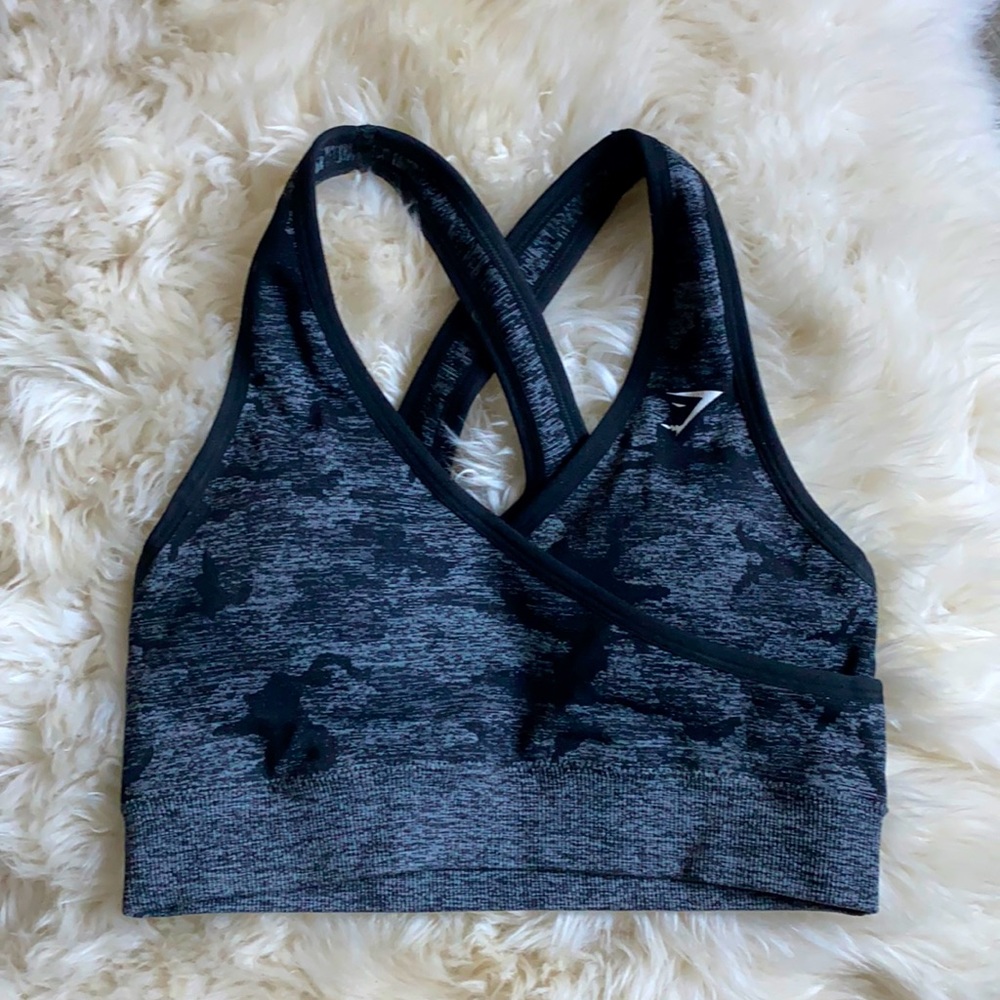 Gymshark black/gray camo sports bra - SM